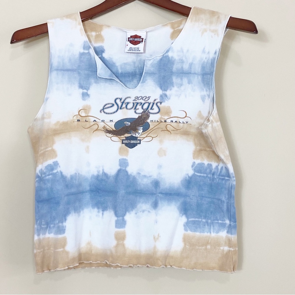 Harley Davidson Tie Dye Tank Top Sturgis 2005 Black Hills Rally Buffalo Chip M - Picture 2 of 8